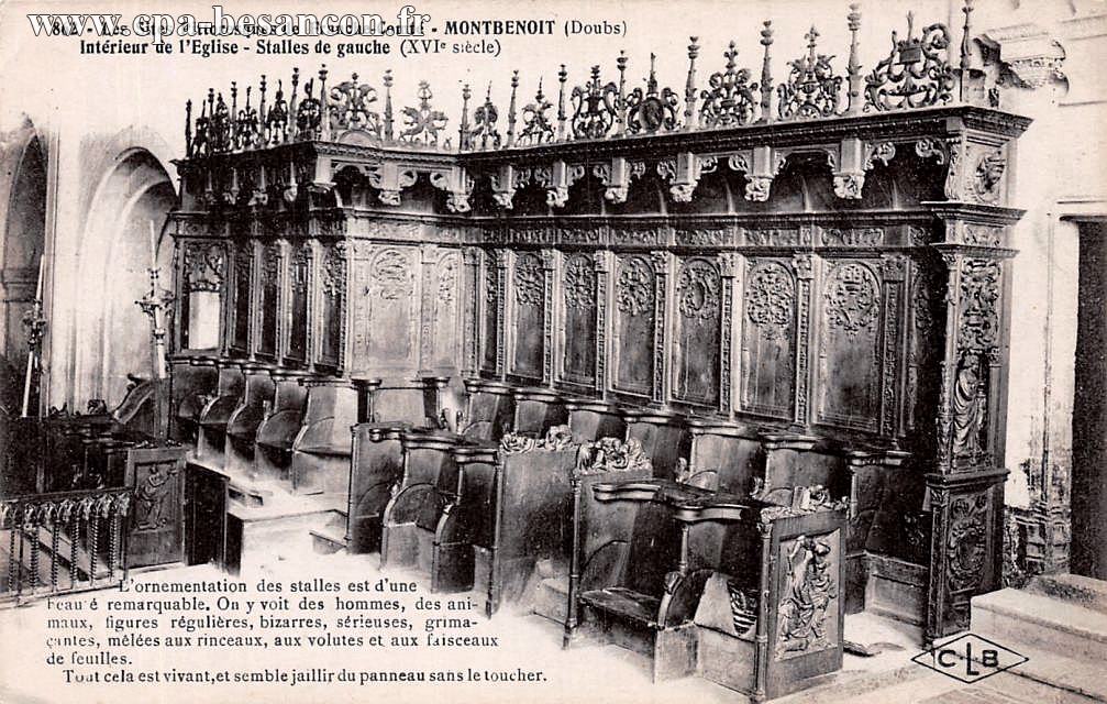 862 - Les Sites Pittoresques de Franche-Comté - MONTBENOIT (Doubs) - Intérieur de l'Eglise - Stalles de gauche (XVIe siècle)